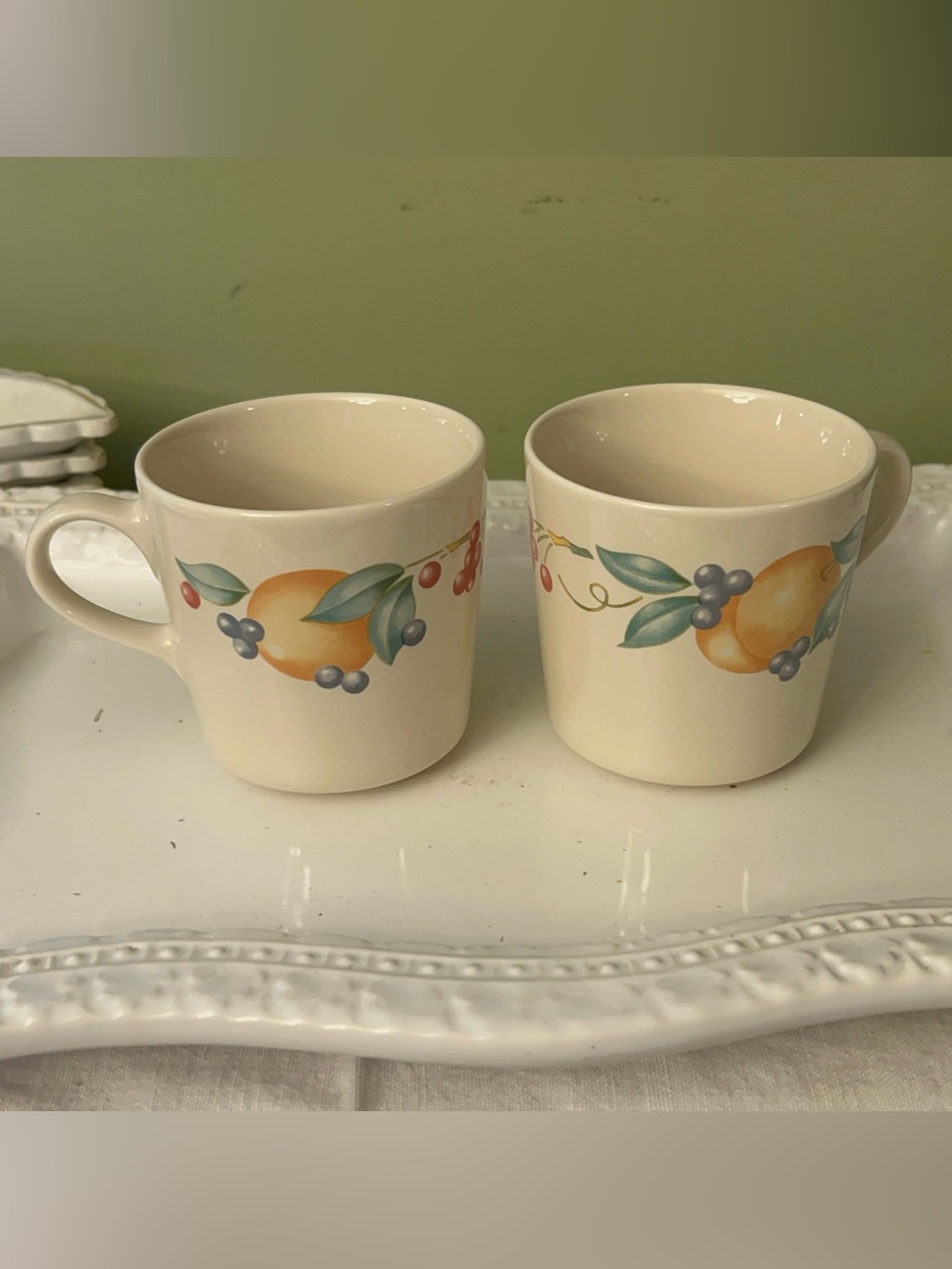 Vintage Corning Ware Corelle Abundance coffee tea cups Set of 2